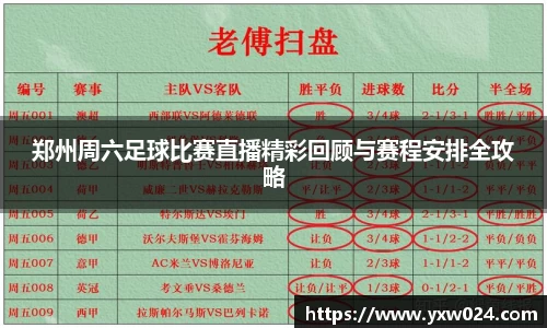 郑州周六足球比赛直播精彩回顾与赛程安排全攻略